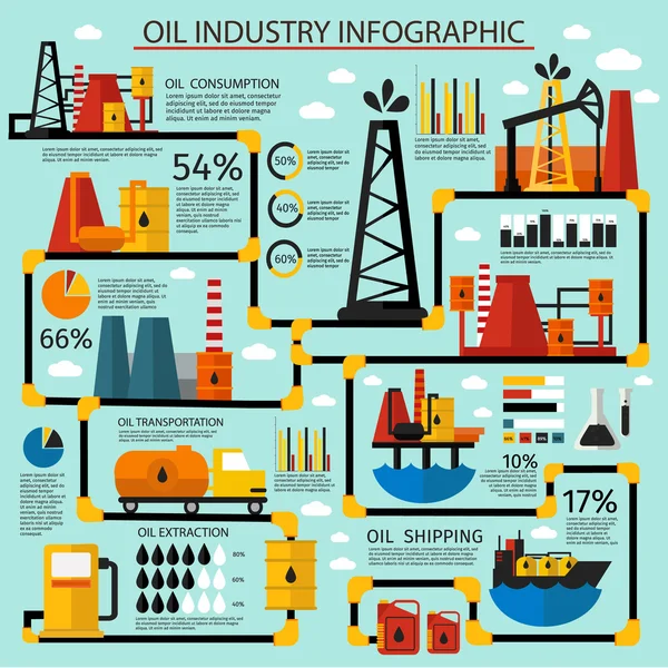 Conjunto Infográfico da Indústria do Petróleo — Vetor de Stock