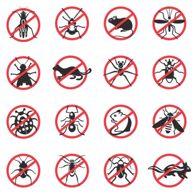 Zararlı hayvanlar düz simgeler