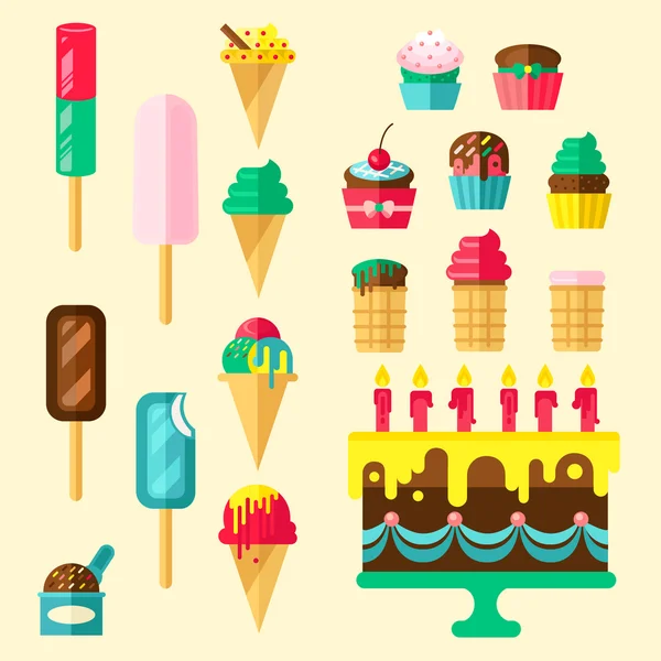 Édesség Cupcakes Icon Set — Stock Vector