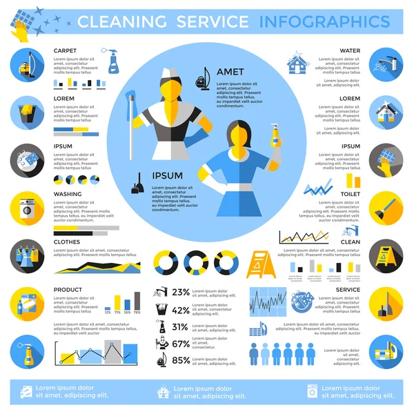 Serviço de limpeza Infográficos —  Vetores de Stock