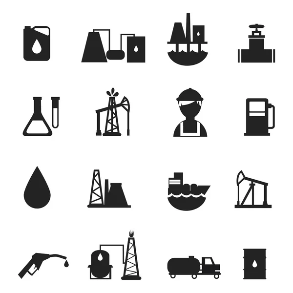 Conjunto de iconos de la industria petrolera — Vector de stock