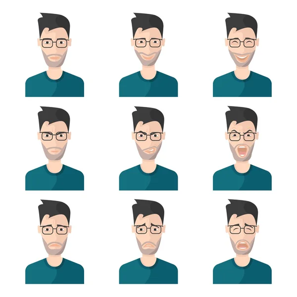 Conjunto de ícones de homem de expressão facial —  Vetores de Stock