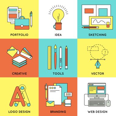 Web Tasarım çizgi Icon Set