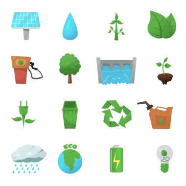 Ekoloji düz Icon set