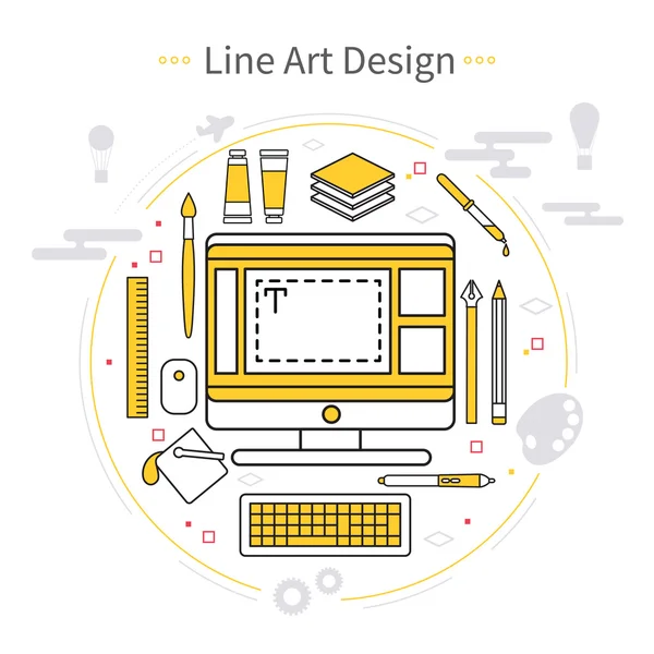 Line art design komposition — Stockvektor