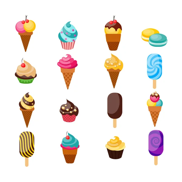 Édesség Cupcakes Icon Set — Stock Vector