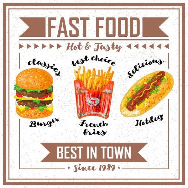 Manifesto fast food — Vettoriale Stock