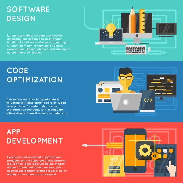 Programa de Desarrollo Banner Set — Vector de stock