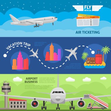 Hava seyahat yatay Banner Set