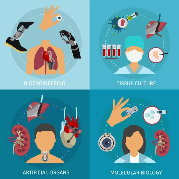 Ensemble d'icônes biotechnologie — Image vectorielle