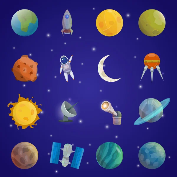 Espacio universo icono conjunto — Vector de stock