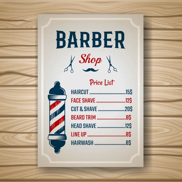 Barbeiro colorido preço —  Vetores de Stock