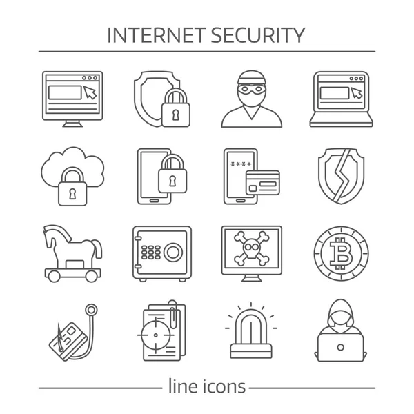 Conjunto de ícones lineares de segurança Internet —  Vetores de Stock