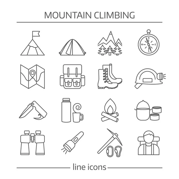 Montañismo Linear Icon Set — Vector de stock