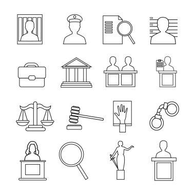 Yargı sistemi Icon Set