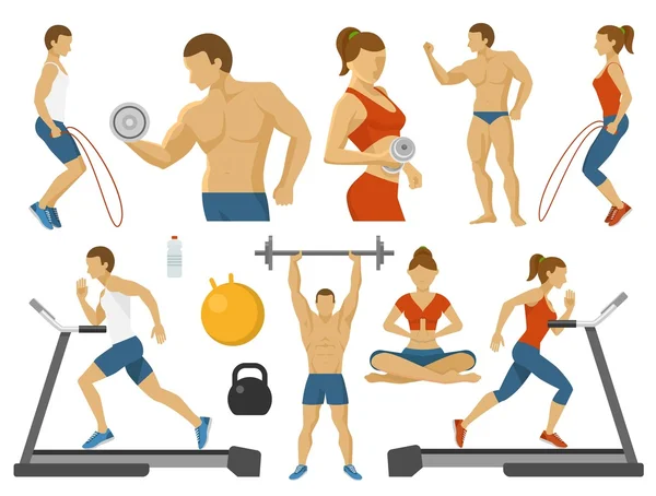 Set de iconos planos decorativos Fitness — Archivo Imágenes Vectoriales