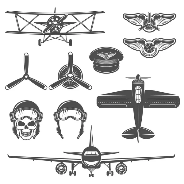 Flugzeug-Symbol gesetzt — Stockvektor