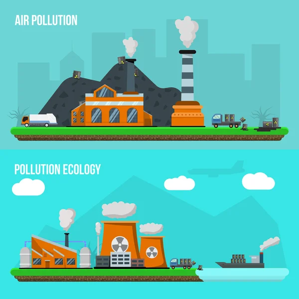 Conjunto de pancartas de contaminación ambiental — Vector de stock