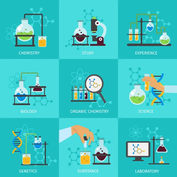 Ensemble d'icônes expérimentales chimiques — Image vectorielle