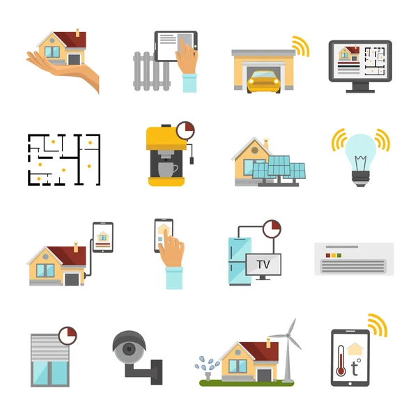 Slimme huis platte Icon Set — Stockvector