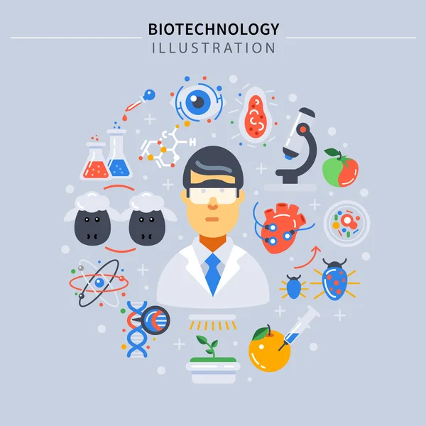 Biotechnológia színes összetétele — Stock Vector