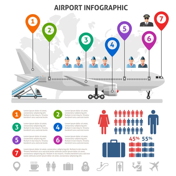 Vliegveld Service Infographics — Stockvector