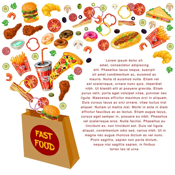 Fast food kompozisyon — Stok Vektör