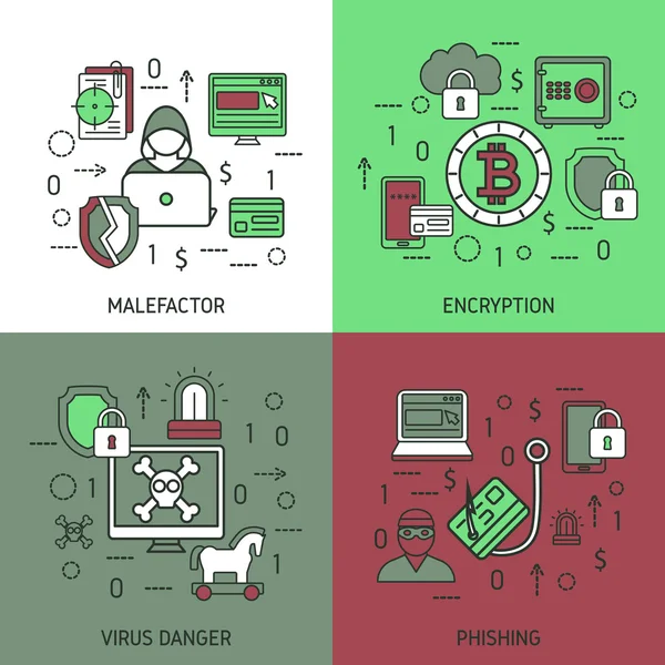 Internet-Sicherheit Quadrat-Symbol gesetzt — Stockvektor