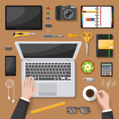 Ofis Masası Üst Görünüm Tasarımı