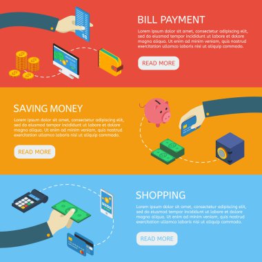 ATM izometrik yatay Set afiş