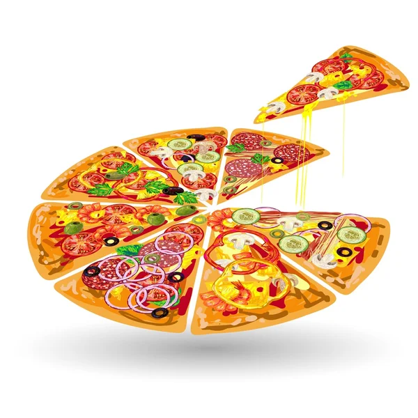 Composición del color de la pizza — Archivo Imágenes Vectoriales