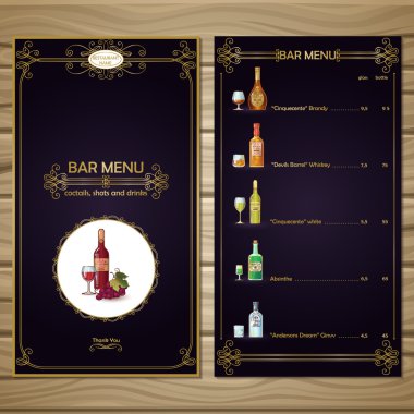 Bar Menü şablonu