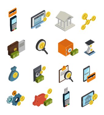 ATM izometrik Icon Set