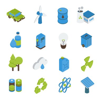 Ekoloji izometrik Icons Set