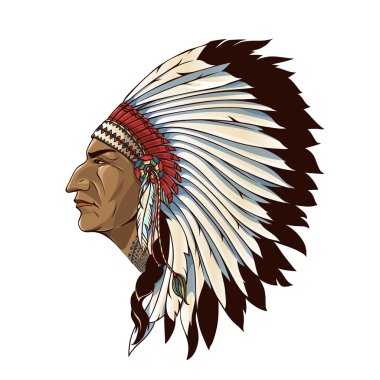 Single American Indian In Profile clipart