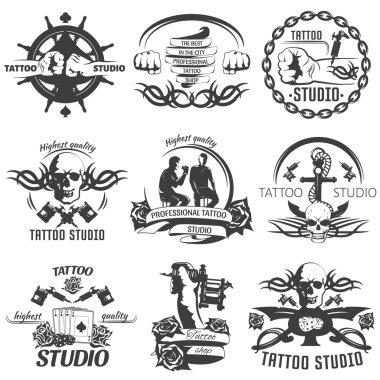 Tattoo Studio siyah beyaz amblem