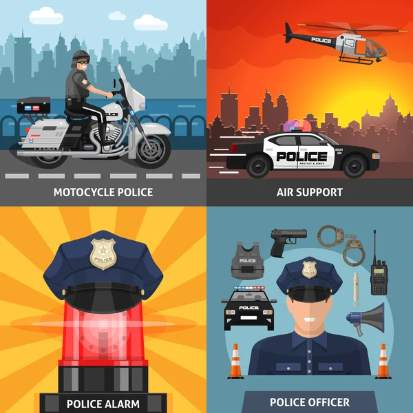 Έγχρωμη αστυνομία σύνολο εικονιδίων — Διανυσματικό Αρχείο
