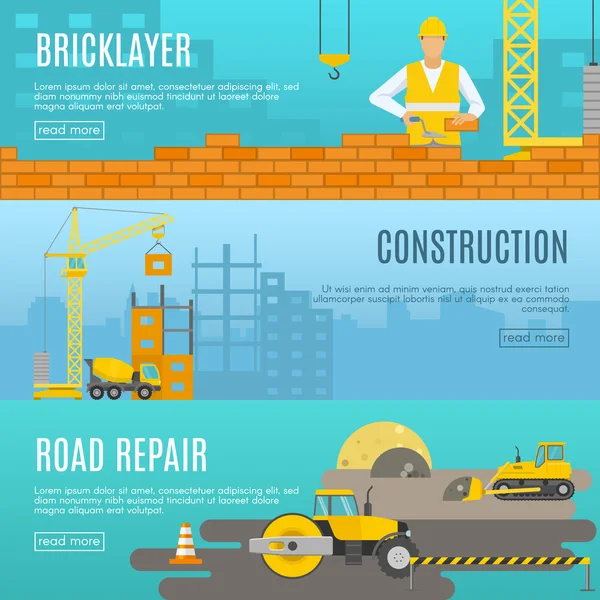 Construction Banner Set — Stock Vector