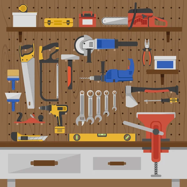 Work Tools Wall Composition — Stock vektor