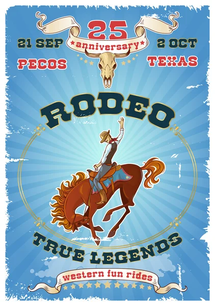 Rodeo retro poster — Stok Vektör