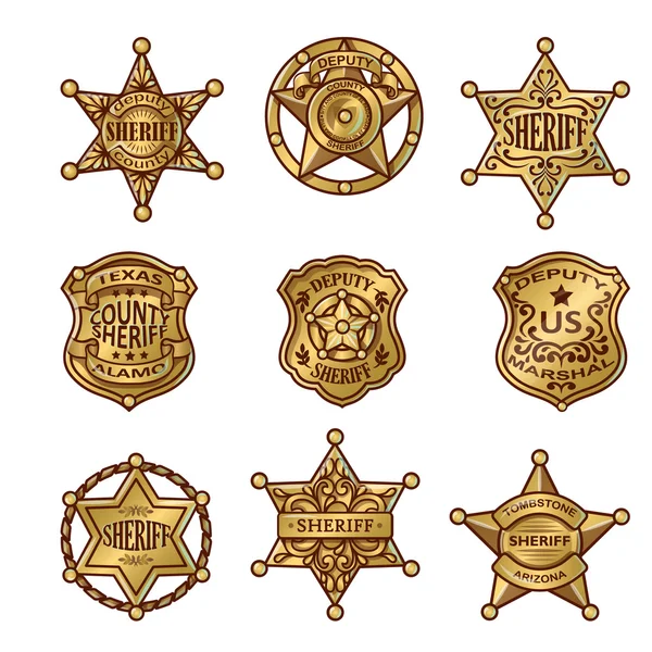 Golgen šerif Badges — Stockový vektor