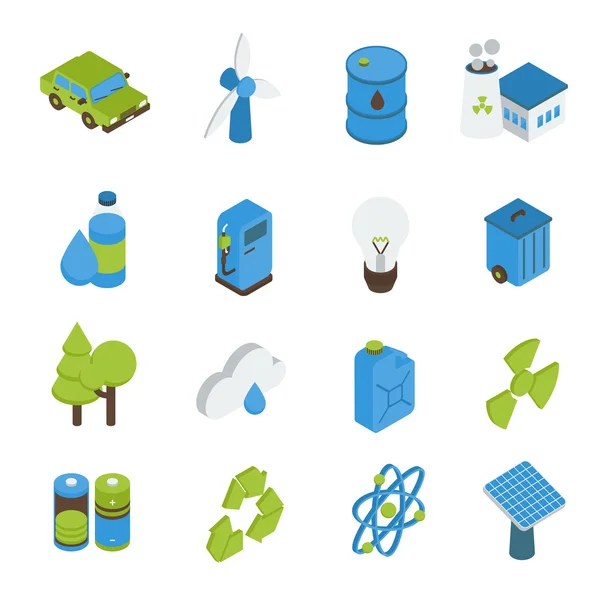 Conjunto de ícones isométricos de ecologia — Vetor de Stock
