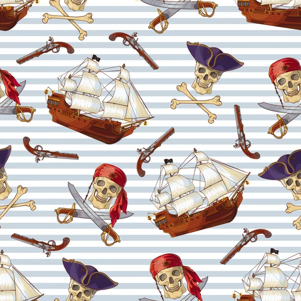 Бесшовный рисунок пиратов — стоковый вектор