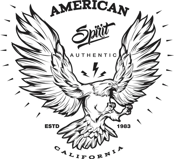 American Spirit zwart-wit embleem — Stockvector