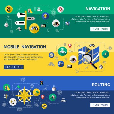 Düz Navigasyon Banner Seti