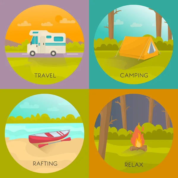 Concept Campings Touristiques — Image vectorielle