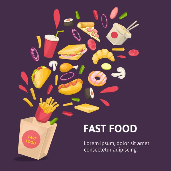 Composizione fast food — Vettoriale Stock