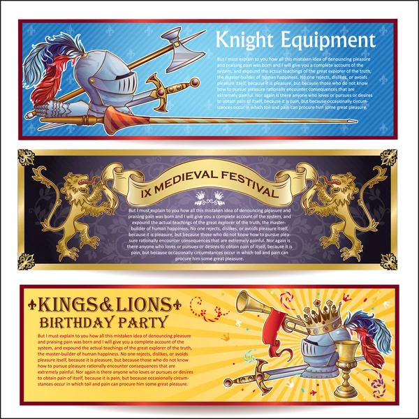 Conjunto de banners horizontales Knight — Vector de stock