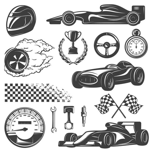 Juego de iconos negro Racing — Vector de stock