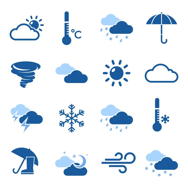 Weather Forecast Blue Icon Set - Stok Vektor